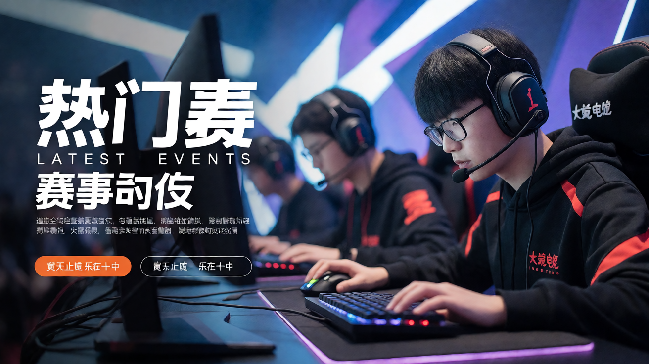 电竞赛事现场，选手激烈对战